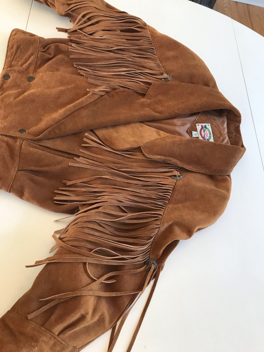 FESTIVAL 🔥VINTAGE WESTERN BOHO LONG FRINGE CONCHO SUEDE STATEMENT JACKET - Picture 11 of 16